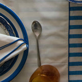 Duge - Bomuldspercal cremefarvet med Blå kant