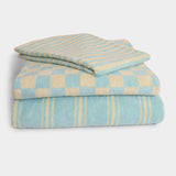 Stribet Håndklæder - Pale blue (45x65 cm)