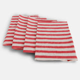 Servietter - Hør Rød stripe