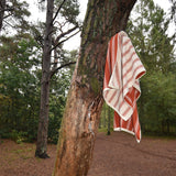 Retro stribet Håndklæder - Cinnamon (100x150 cm)
