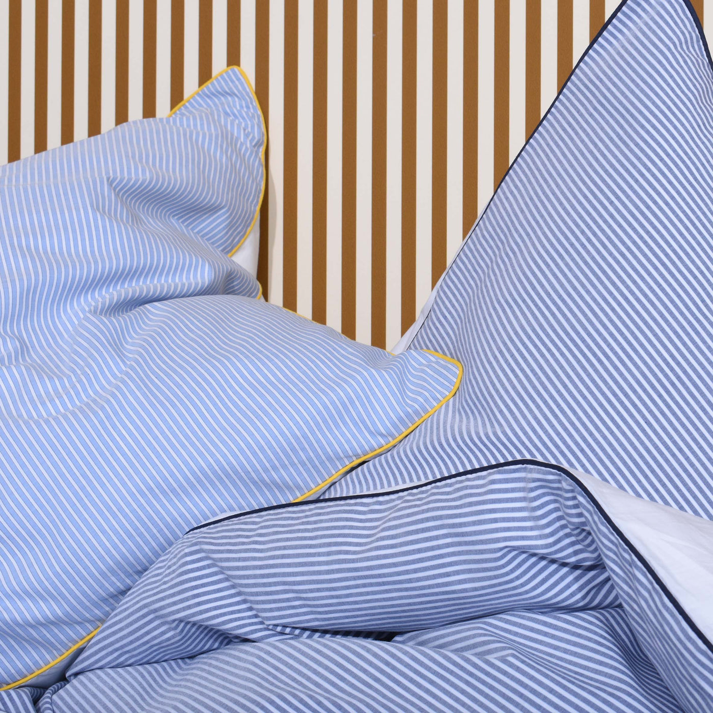 BOMULDSPERCALE sengetøj, Mørkeblå stribet