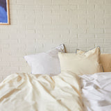 Bomuldspercale sengesæt - Cream and White