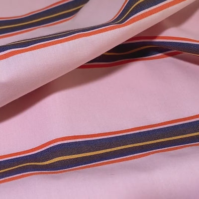 BOMULDSPERCALE Stribet sengetøj Pink dobby stripe