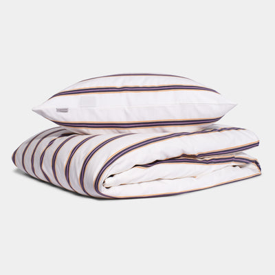 BOMULDSPERCALE Stribet sengetøj Cream dobby stripe
