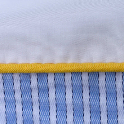BOMULDSPERCALE Stribet pudebetræk Blue stripe Yellow piping