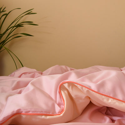 BOMULDSSATIN sengetøj Light pink & cream