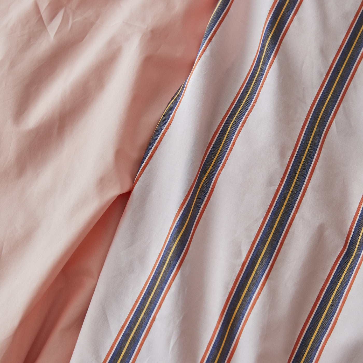 BOMULDSPERCALE Stribet sengetøj Pink dobby stripe